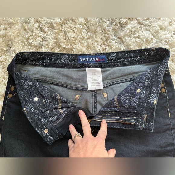 SANTANA Cuffed Dark Wash Denim Rolled Cuff Capri Jeans. Size 8 - Picture 5 of 8
